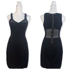 Express Black Bodycon Dress with Mesh Cut Outs